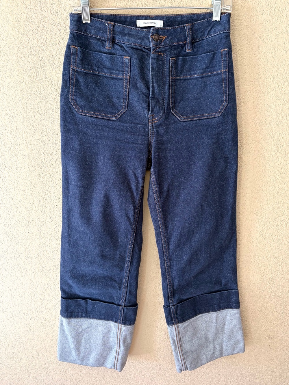 Zimmermann Kaleidoscope Cuffed Crop Jeans in Ink Wash Size 28 - Picture 2 of 11